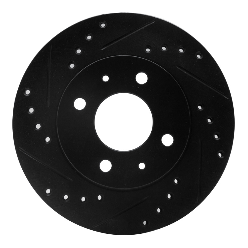 Nissan NX Brake Rotor (1) - Front Left - R1 Concepts - Drilled & Slotted - Black - `86-`17